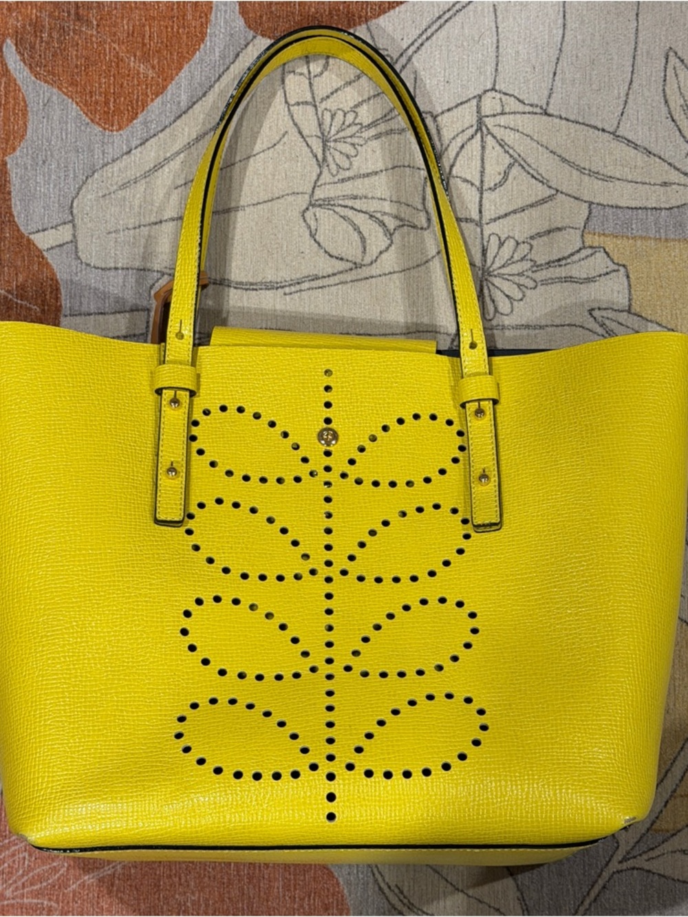 Orla Kiely Yellow Perforated Stem Tote